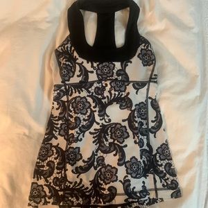 Lululemon Scoop Neck Tank Laceoflage Polar Cream Black / Black size 4